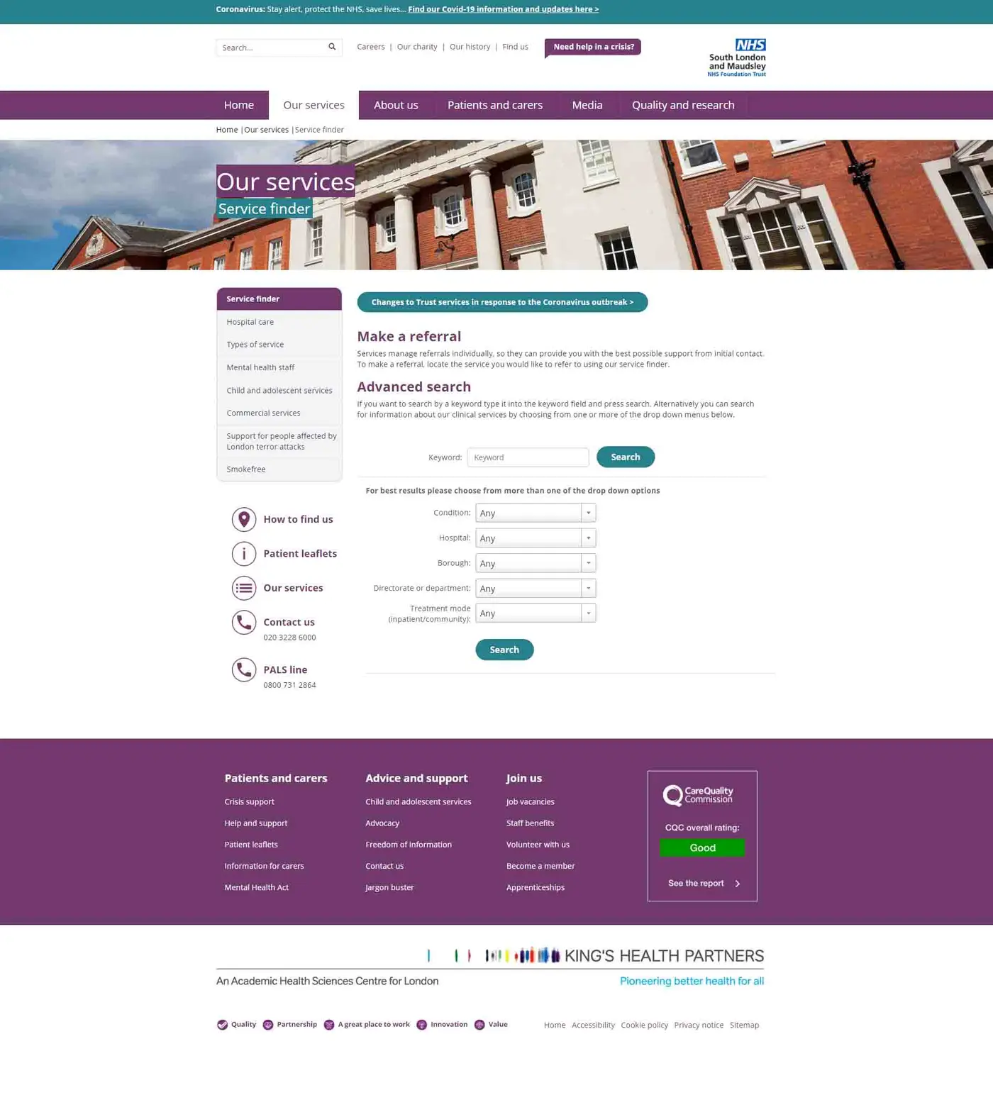 South London and Maudsley NHS Trust - Service Finder Search